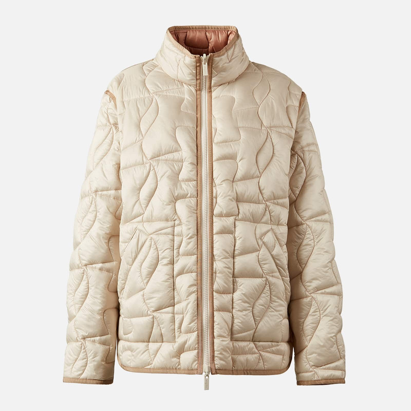 Quilted Bomber Jacket Beige 1