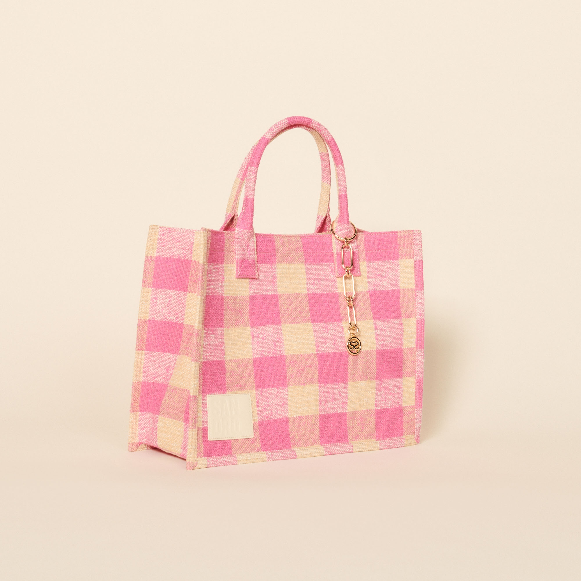 Checked fabric tote bag - 2