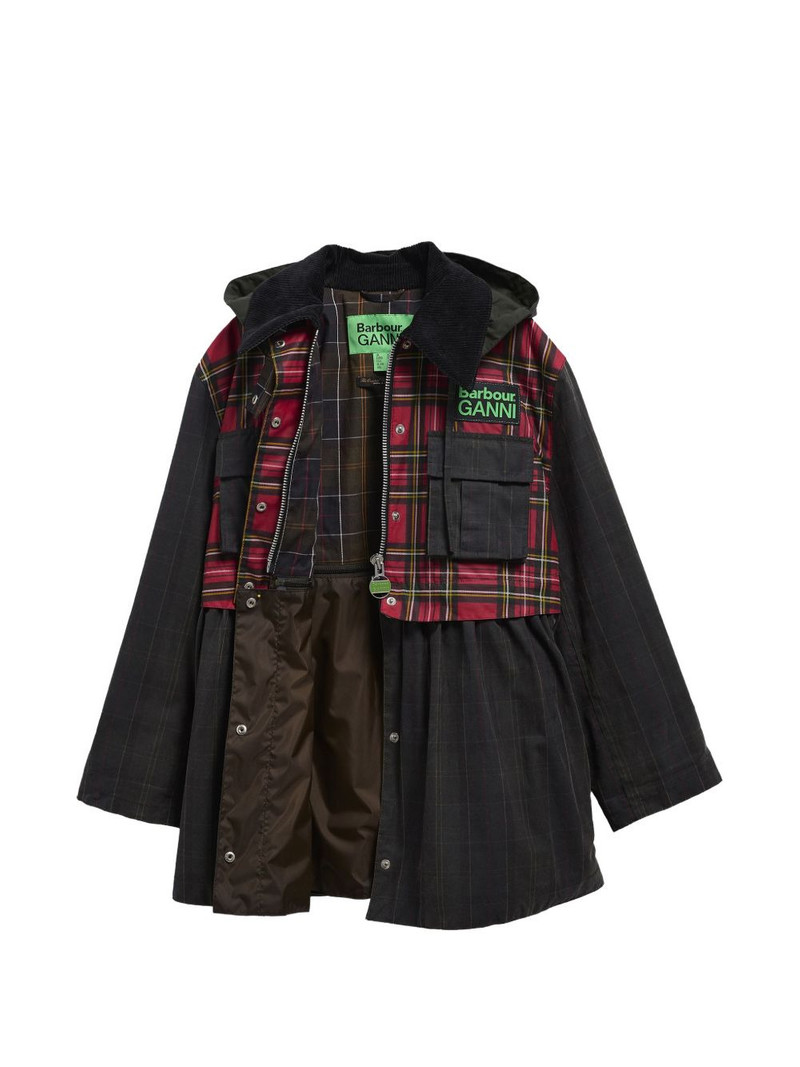 x Ganni plaid-pattern coat 3