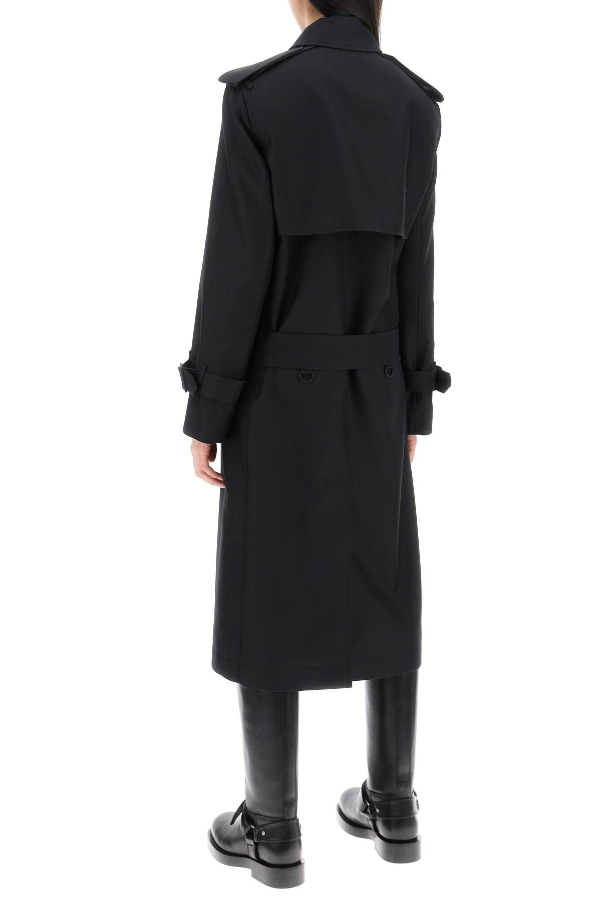 DOUBLE-BREASTED SILK TWILL TRENCH COAT - 4