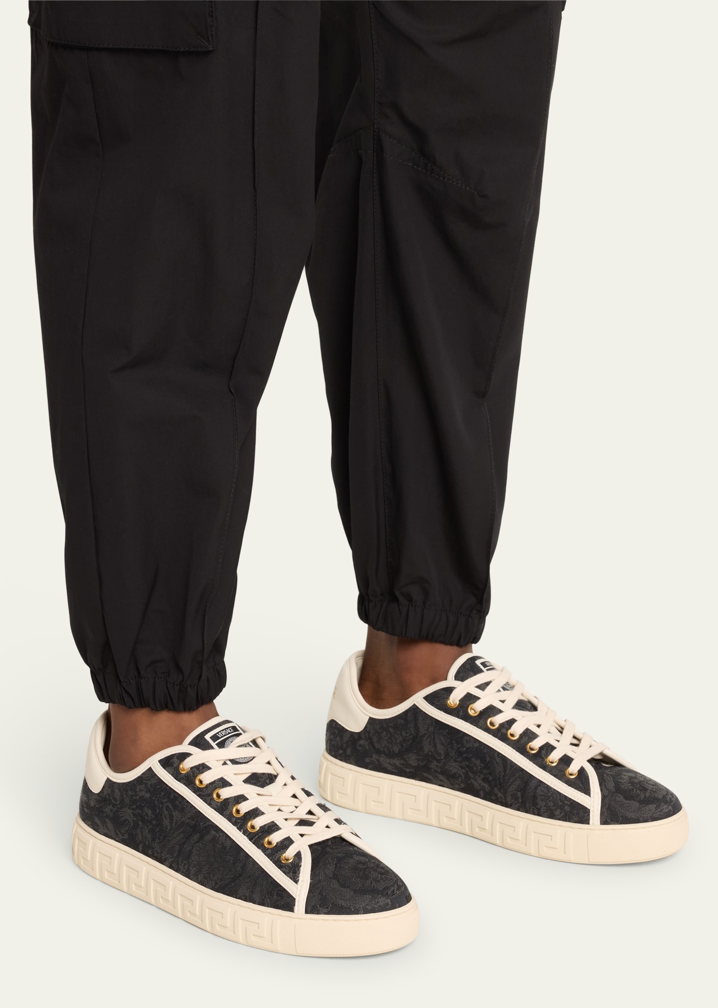 Men's La Greca Baroque Canvas Low-Top Sneakers - 2