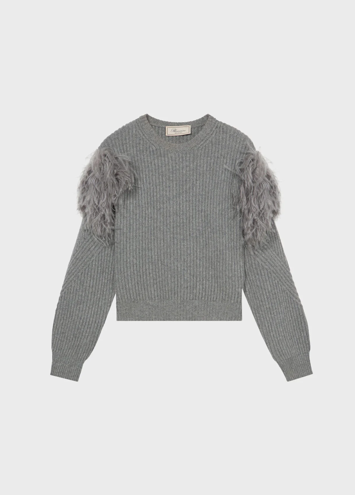 RIBBED WOOL SWEATER WITH FEATHERS - 1