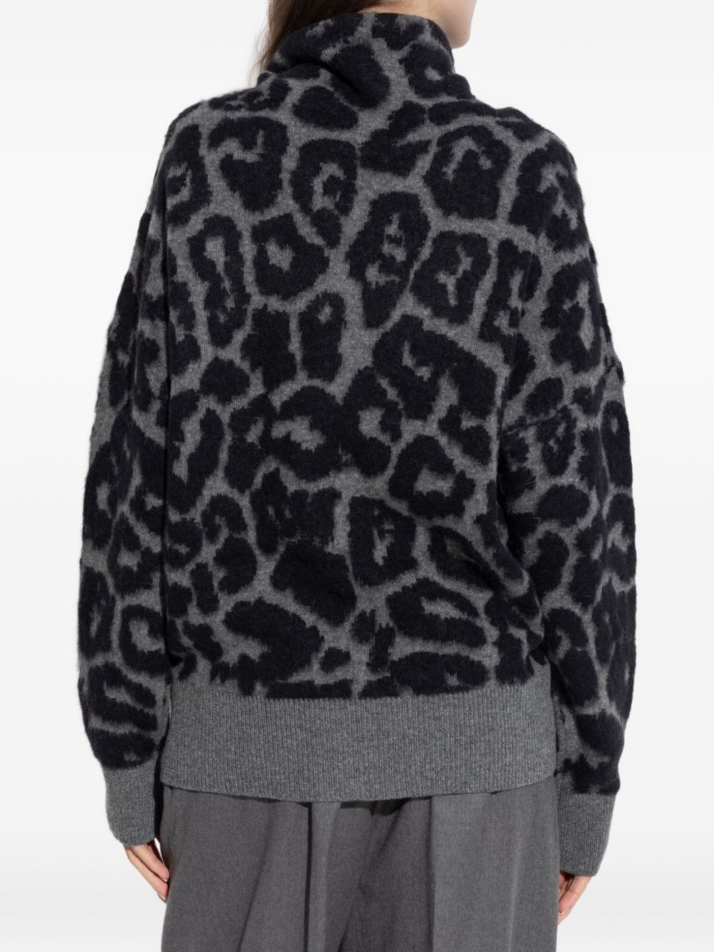 leopard-pattern roll-neck jumper - 4