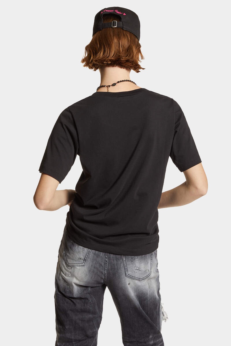GLITTERING LOGO WIDE NECK EASY FIT T-SHIRT - 4