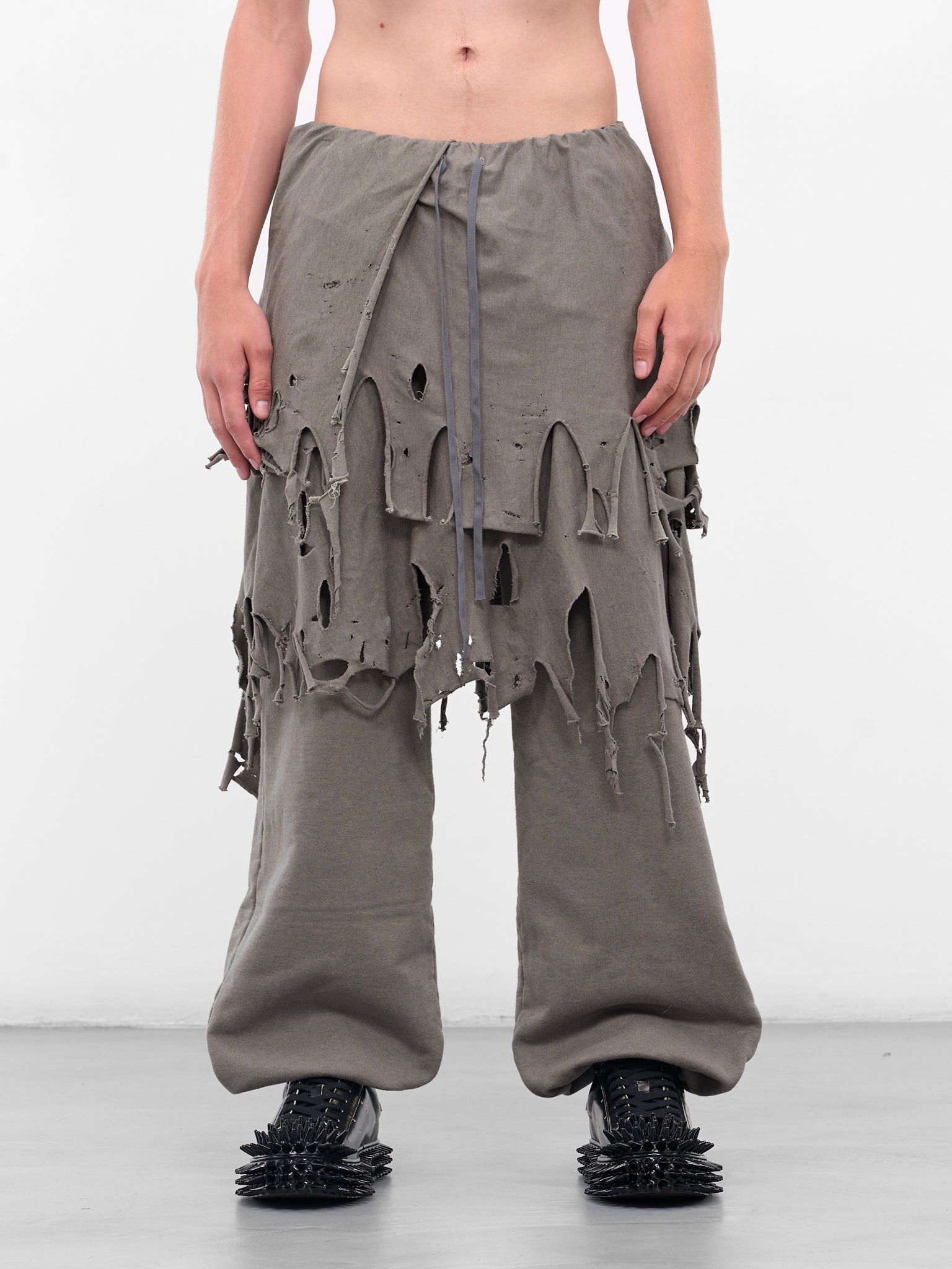 Gray Distressed Layering Sweatpants - 1