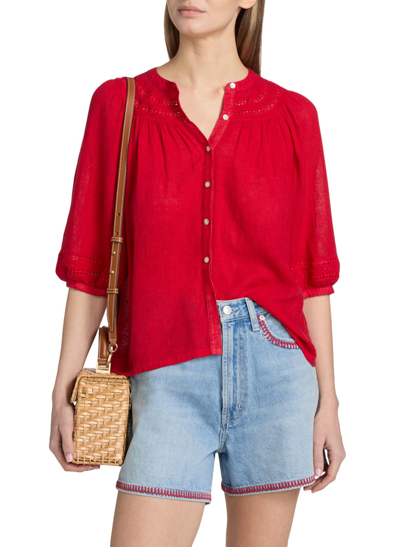 Women's Theia Linen-Blend Top - Tomato 3
