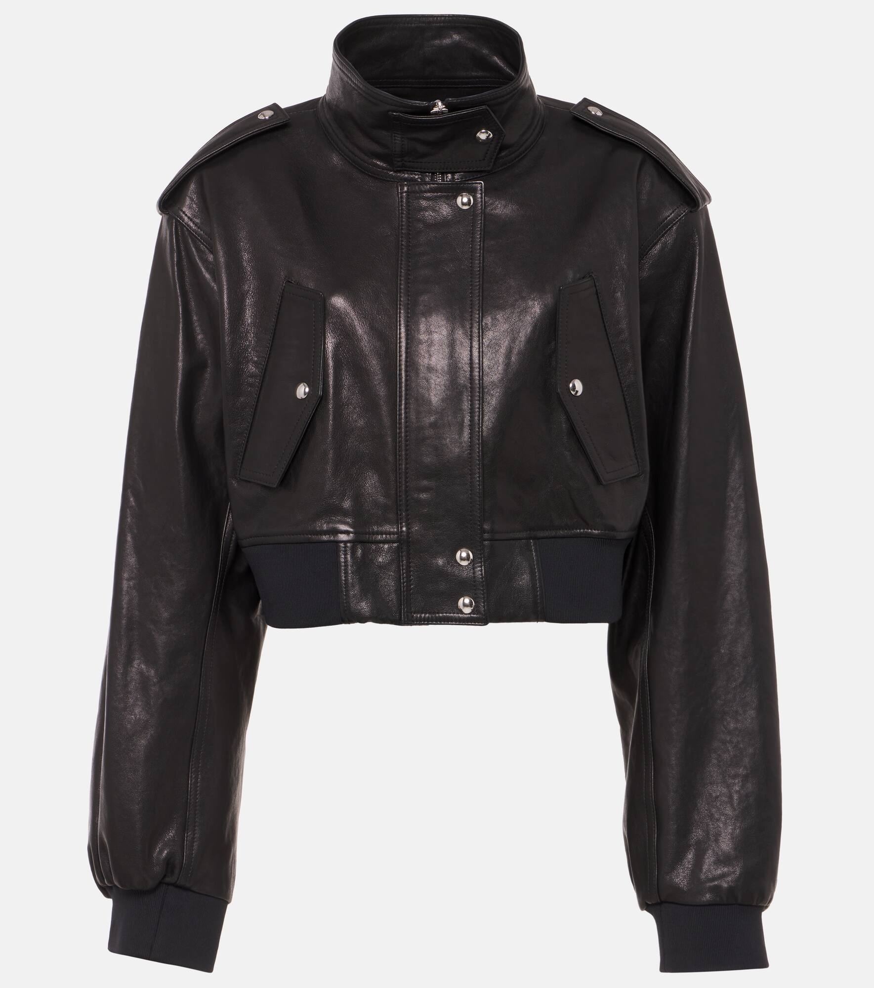 Kember cropped leather bomber jacket - 1