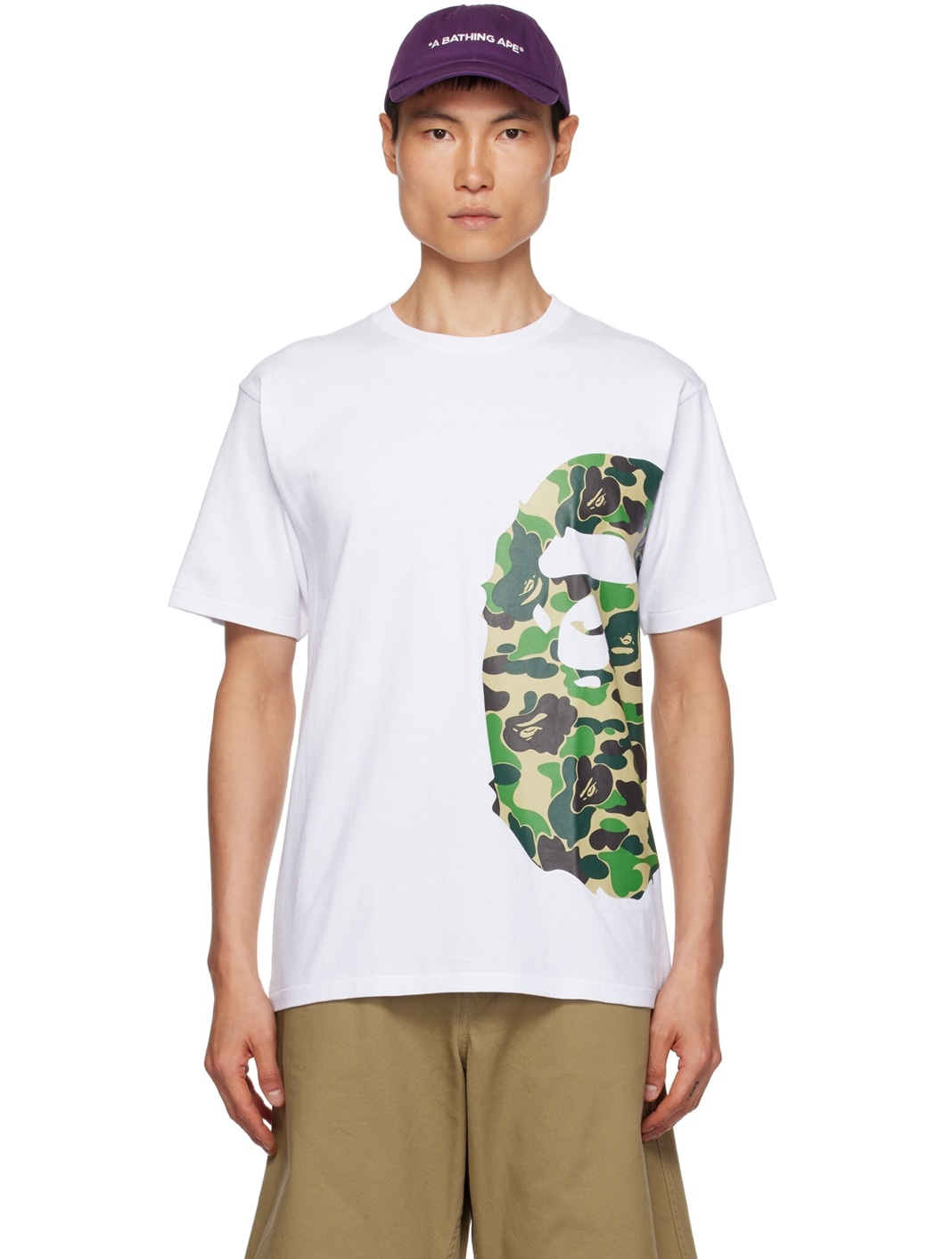 White ABC Camo Side Big Ape Head T-Shirt - 1