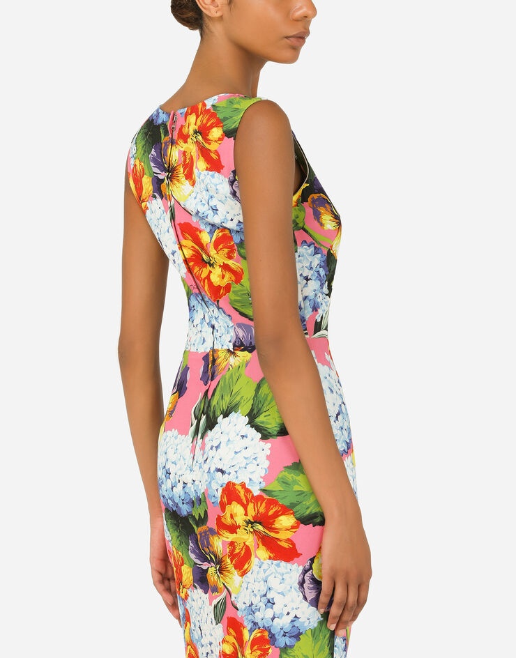 Hydrangea-print cady midi dress - 5