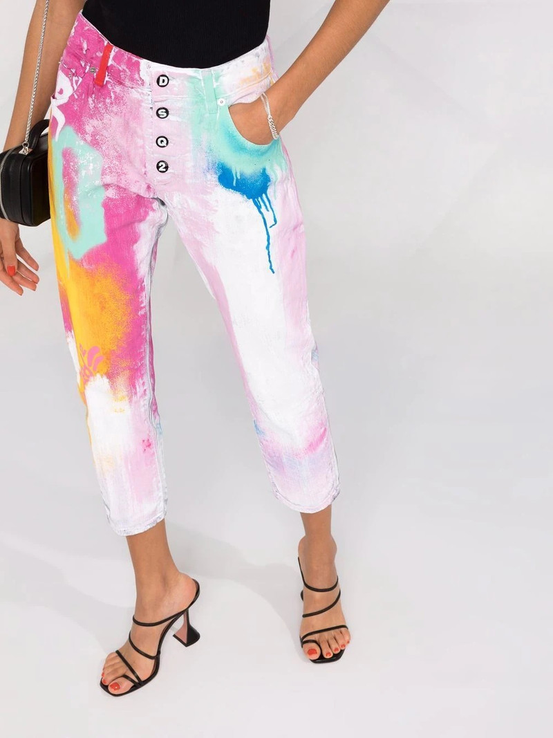 paint splatter detail cropped trousers 5