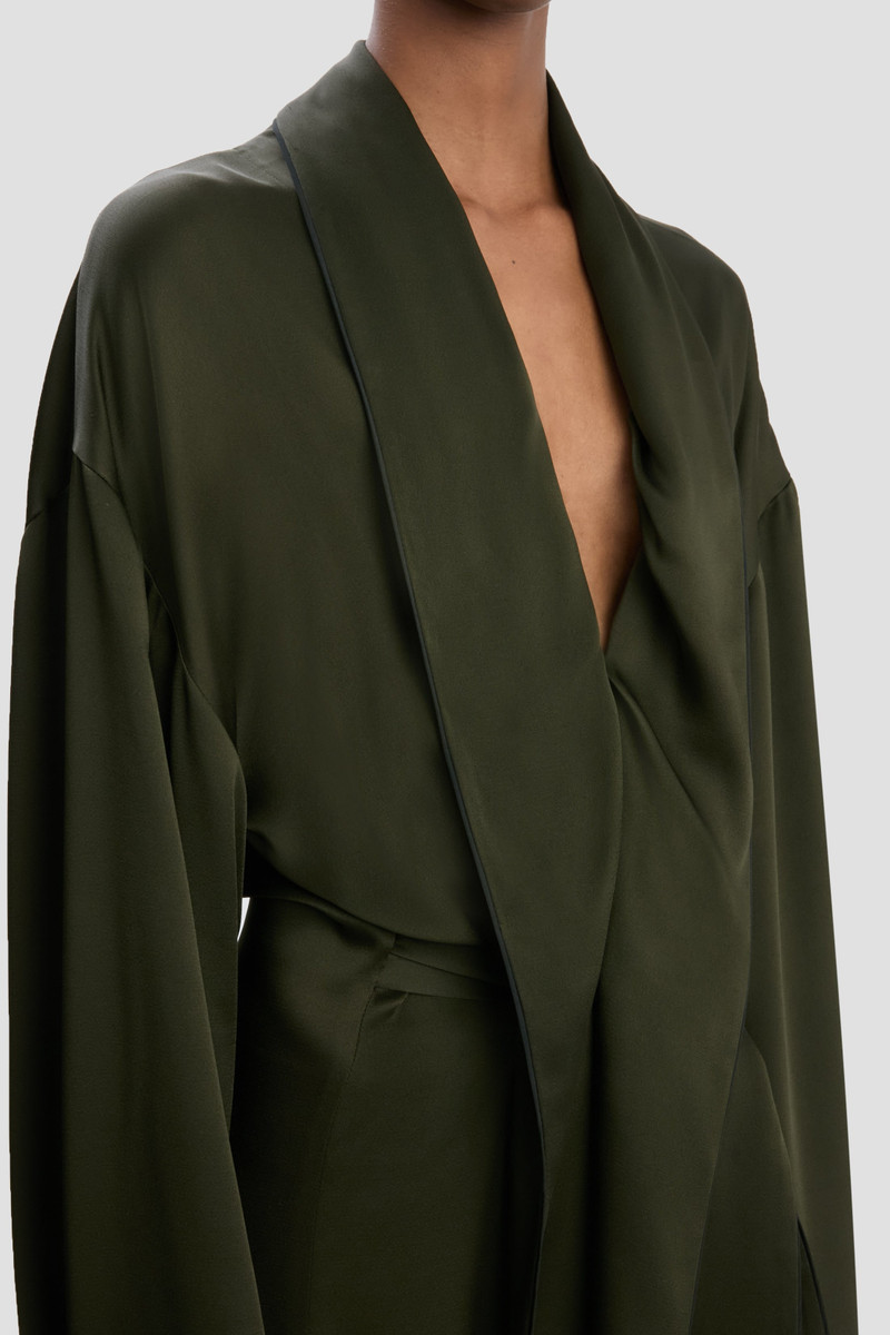 Wrap Detail Gown In Dark Olive 4