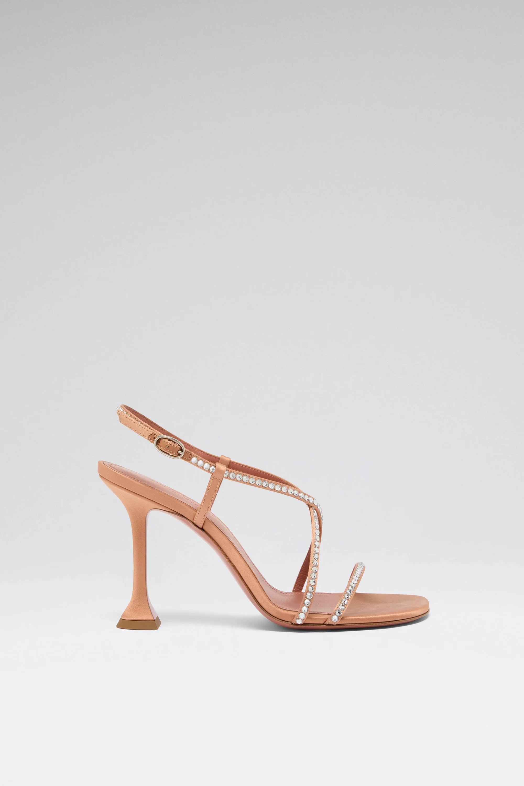 SALLY SANDAL 95 LATTE SATIN AND WHITE CRYSTALS - 1