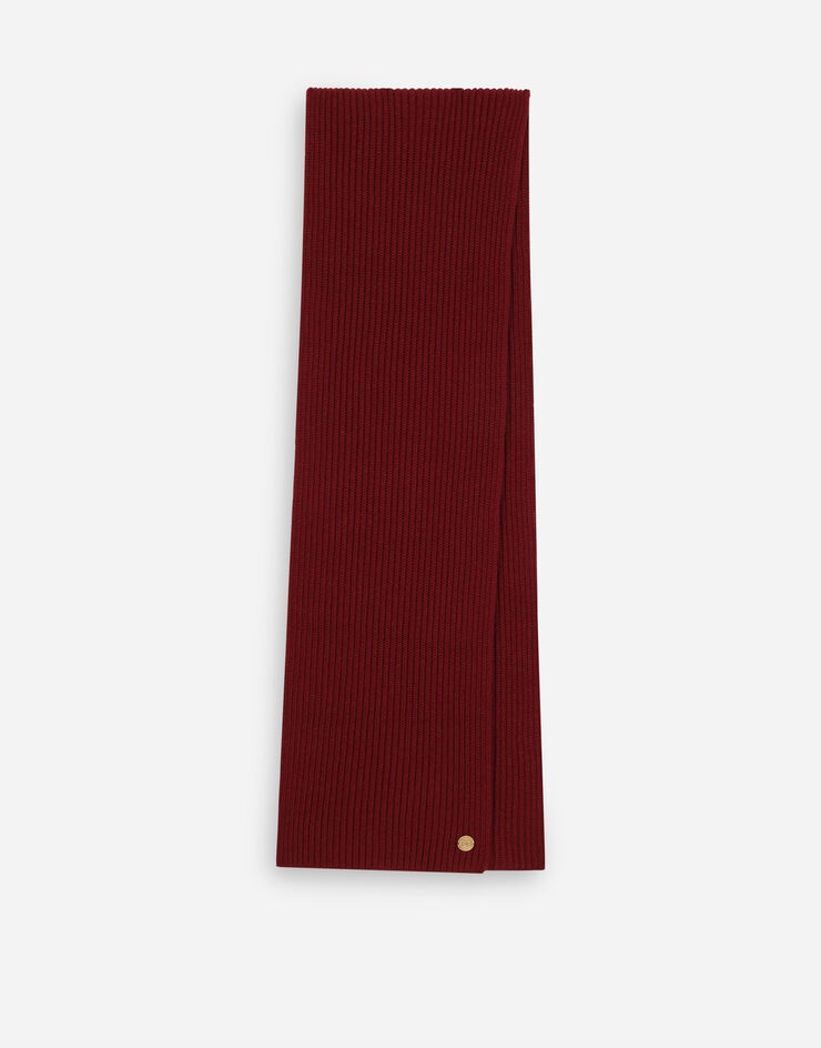 Knit cashmere scarf with DG patch - 1