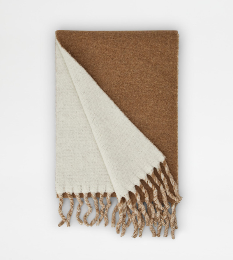 Tod's TWO-TONE SCARF TOD'S•X CAPSULE COLLECTION - BROWN, OFF WHITE outlook