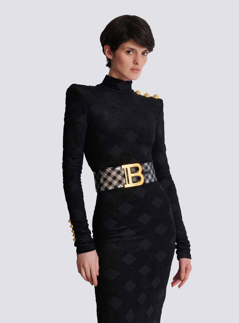 Balmain Gingham embroidered B-Belt outlook