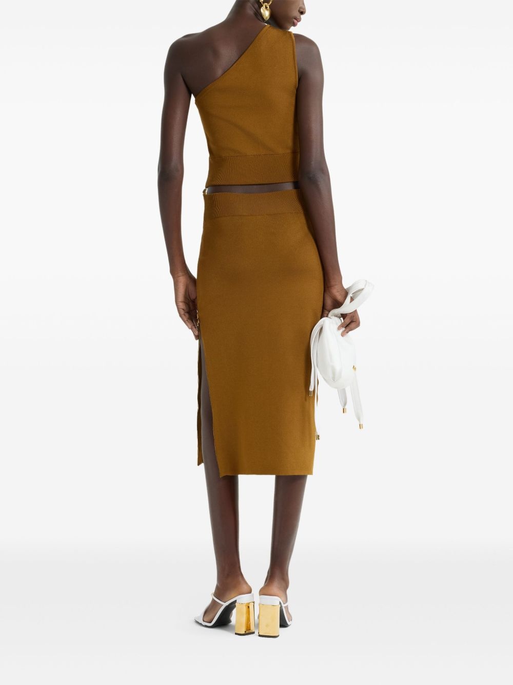 zip-decorative midi skirt - 3