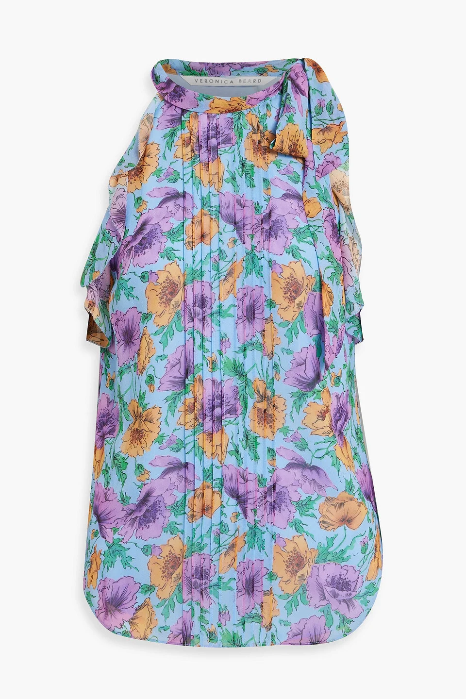 Dali pintucked floral-print silk-chiffon top - 1