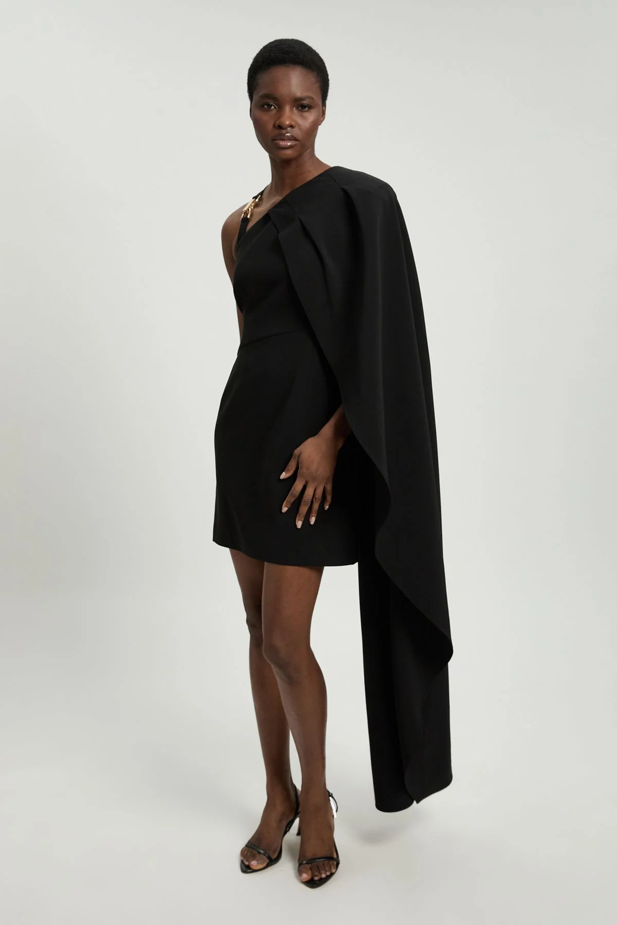 Compact Viscose Asymmetric Detail Mini Dress - 1