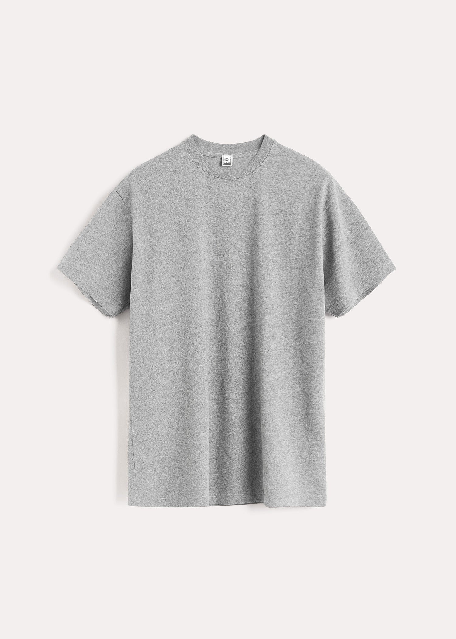 Straight cotton tee light grey melange - 1