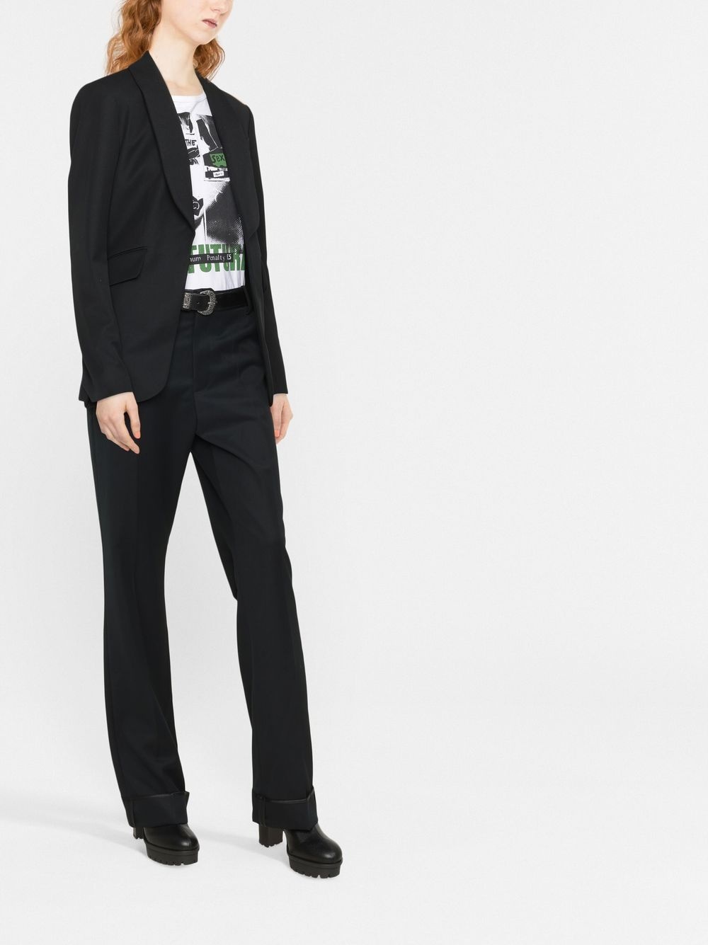 Poetia turn-up hem gabardine trousers - 2