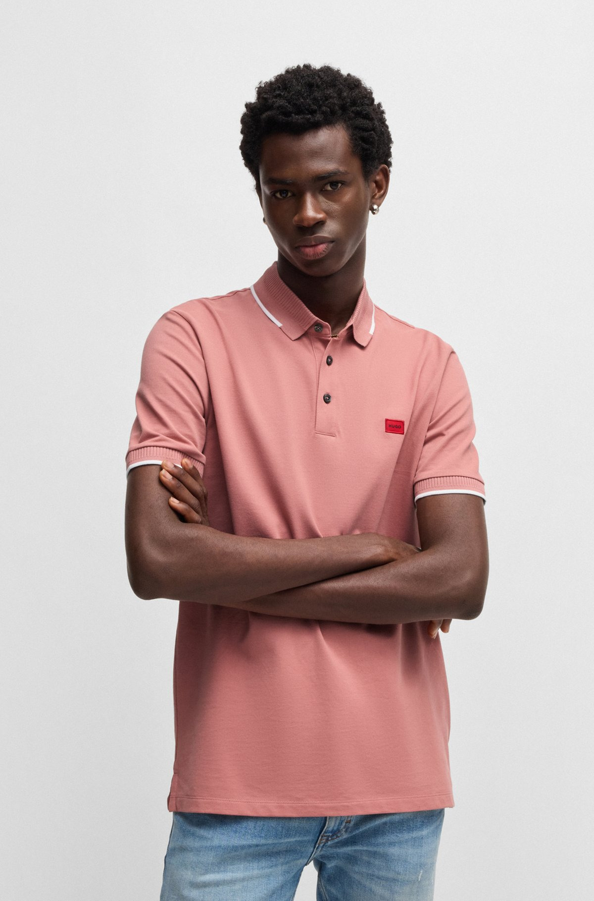 SLIM-FIT POLO SHIRT WITH RED LOGO LABEL - 2