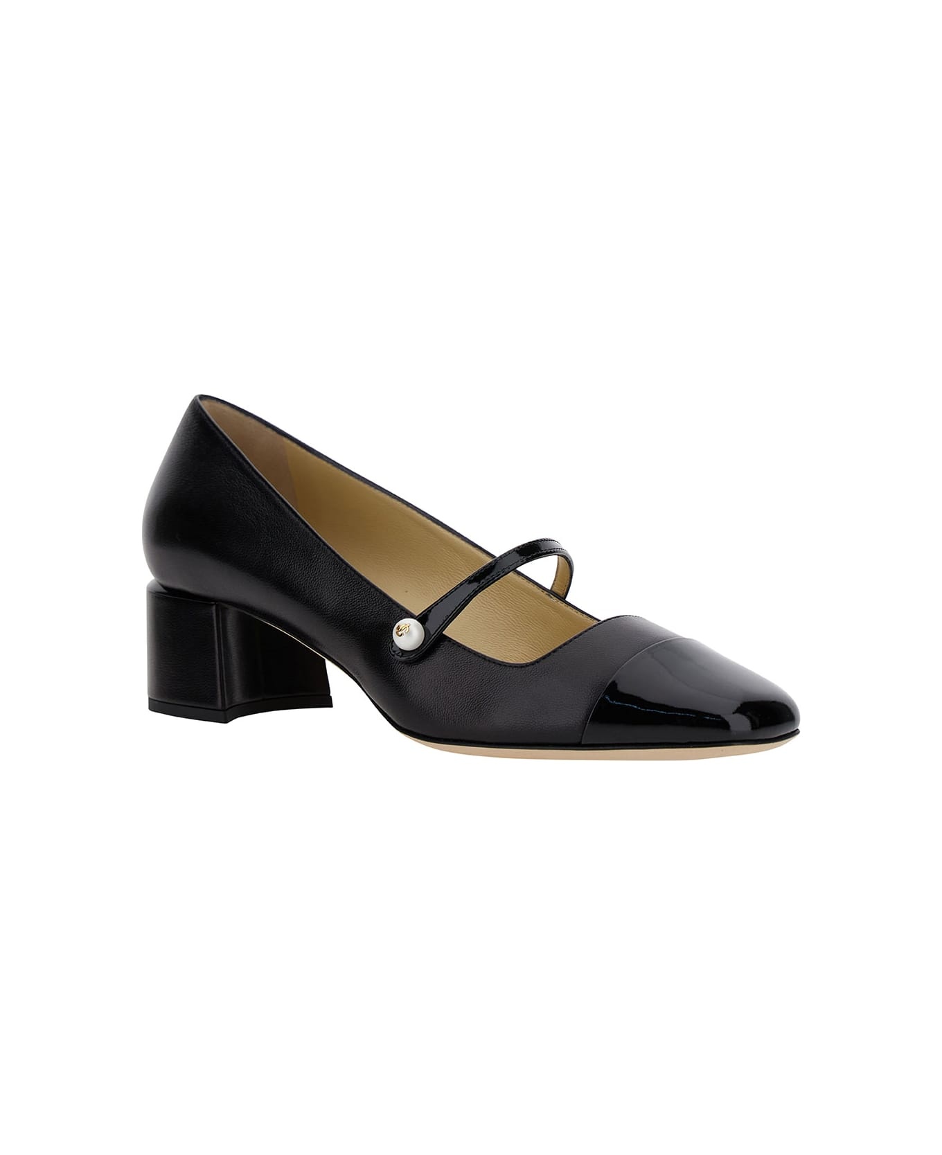'elisa 45' Black Pumps With Pearl Detail In Patent Leather Woman - 2