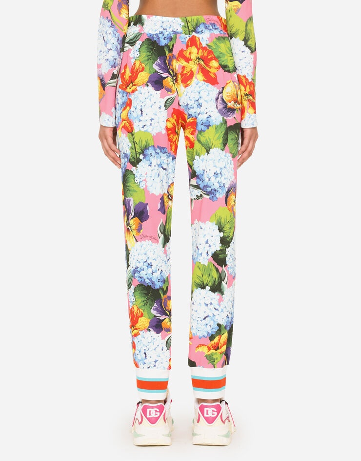 Hydrangea-print cady jogging pants - 2