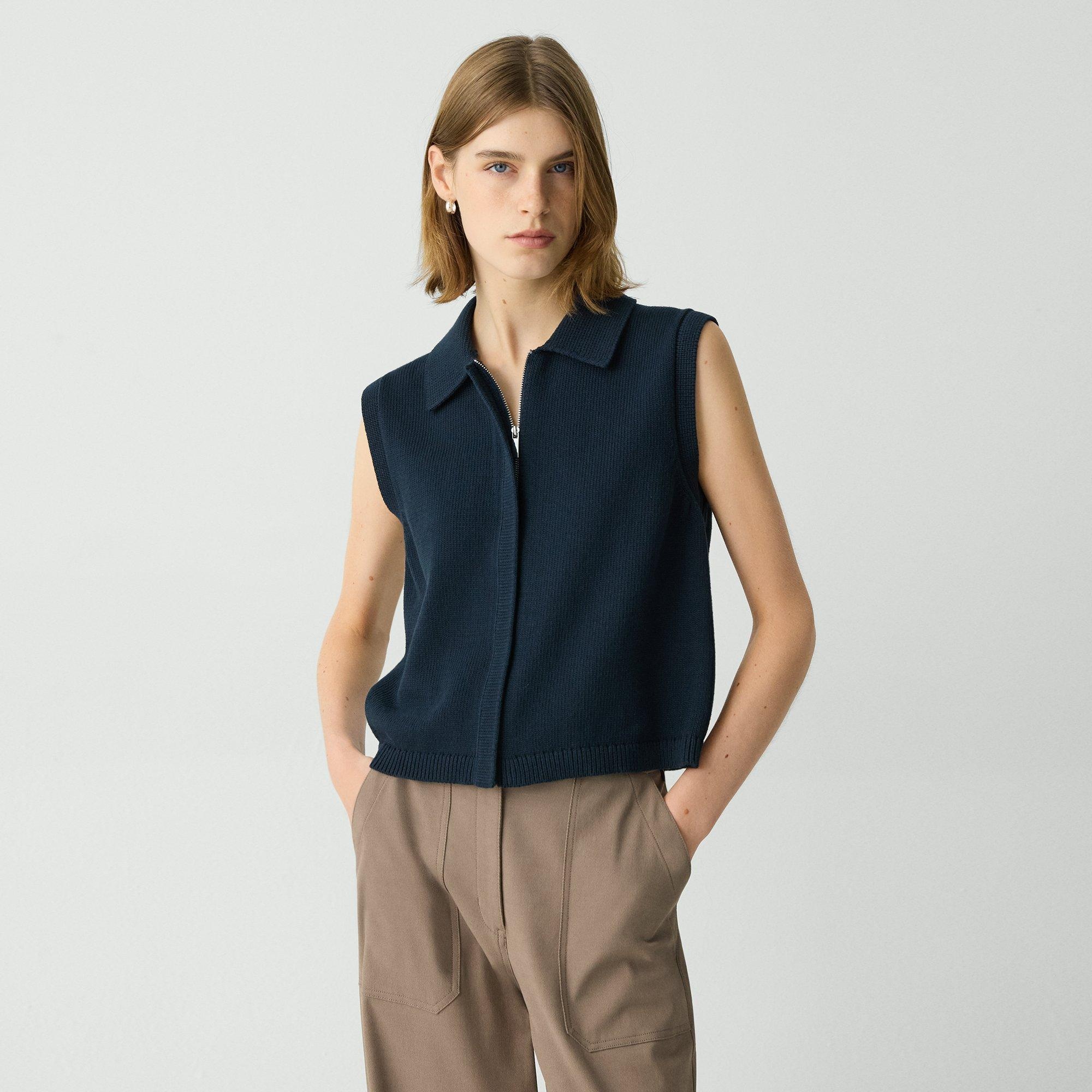 Zip-Up Vest in Rounded Cotton - 2