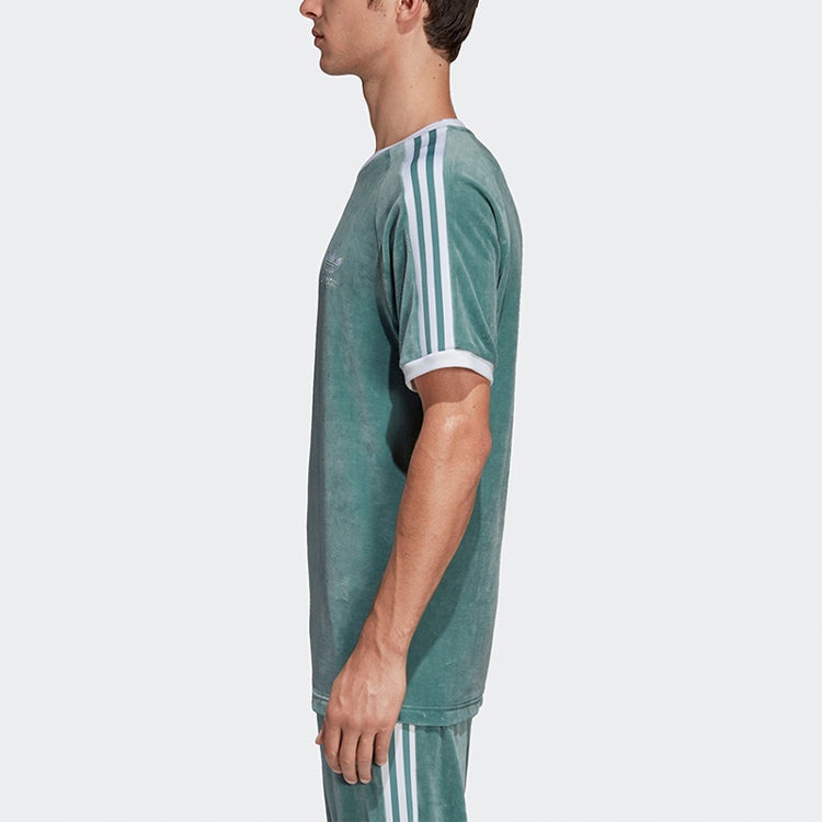 adidas originals Cozy Tee Casual Round Neck Loose Logo Stripe Short Sleeve Green DV1623 - 5