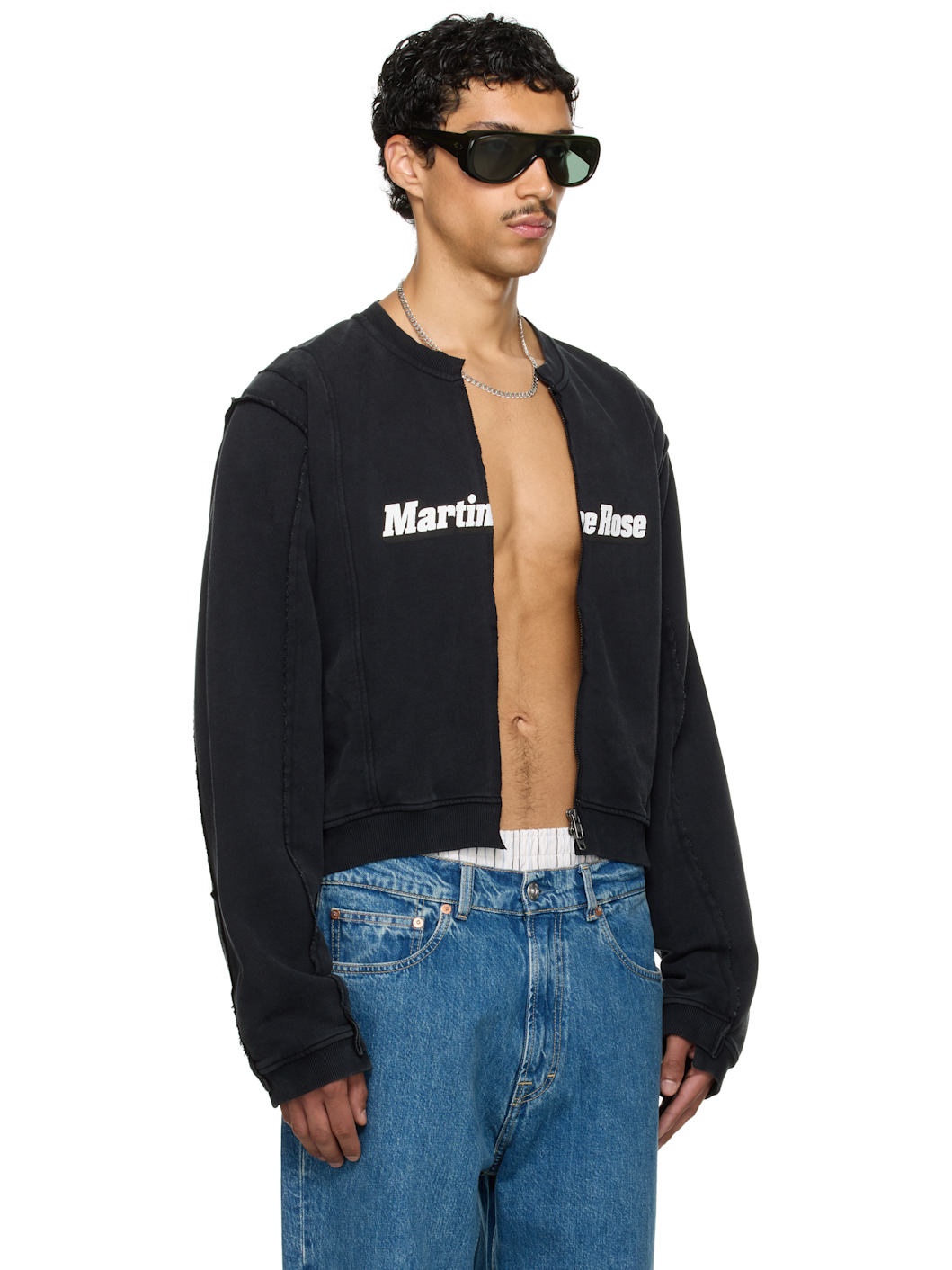 SSENSE Exclusive Black Shrunken Zip-Up Sweatshirt - 2