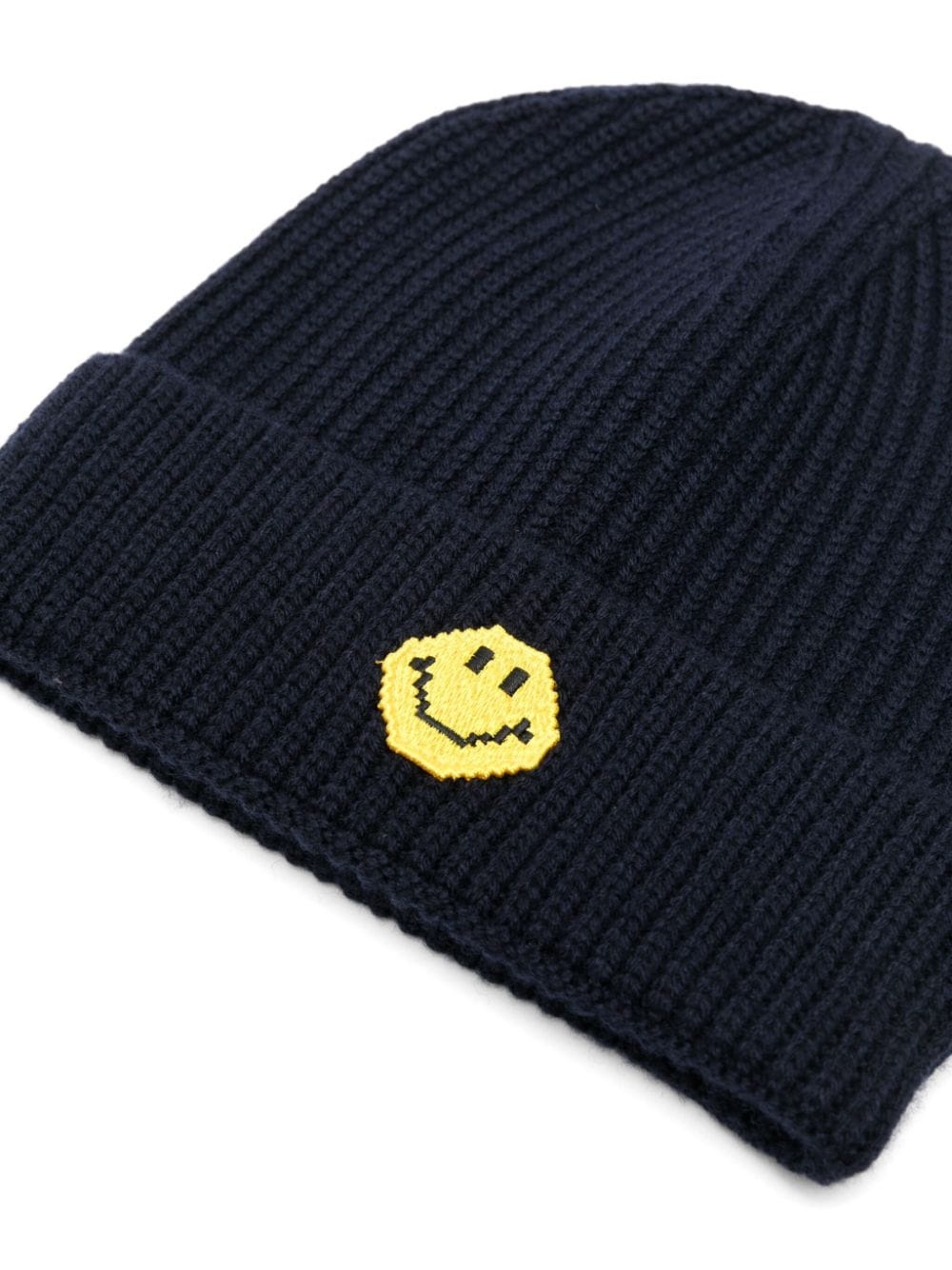 smiley face-patch beanie - 2