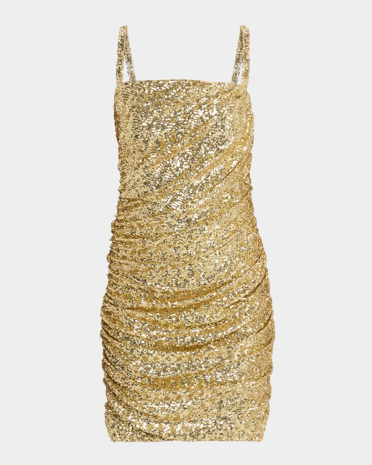 Sequined Ruched Sleeveless Mini Dress - 1