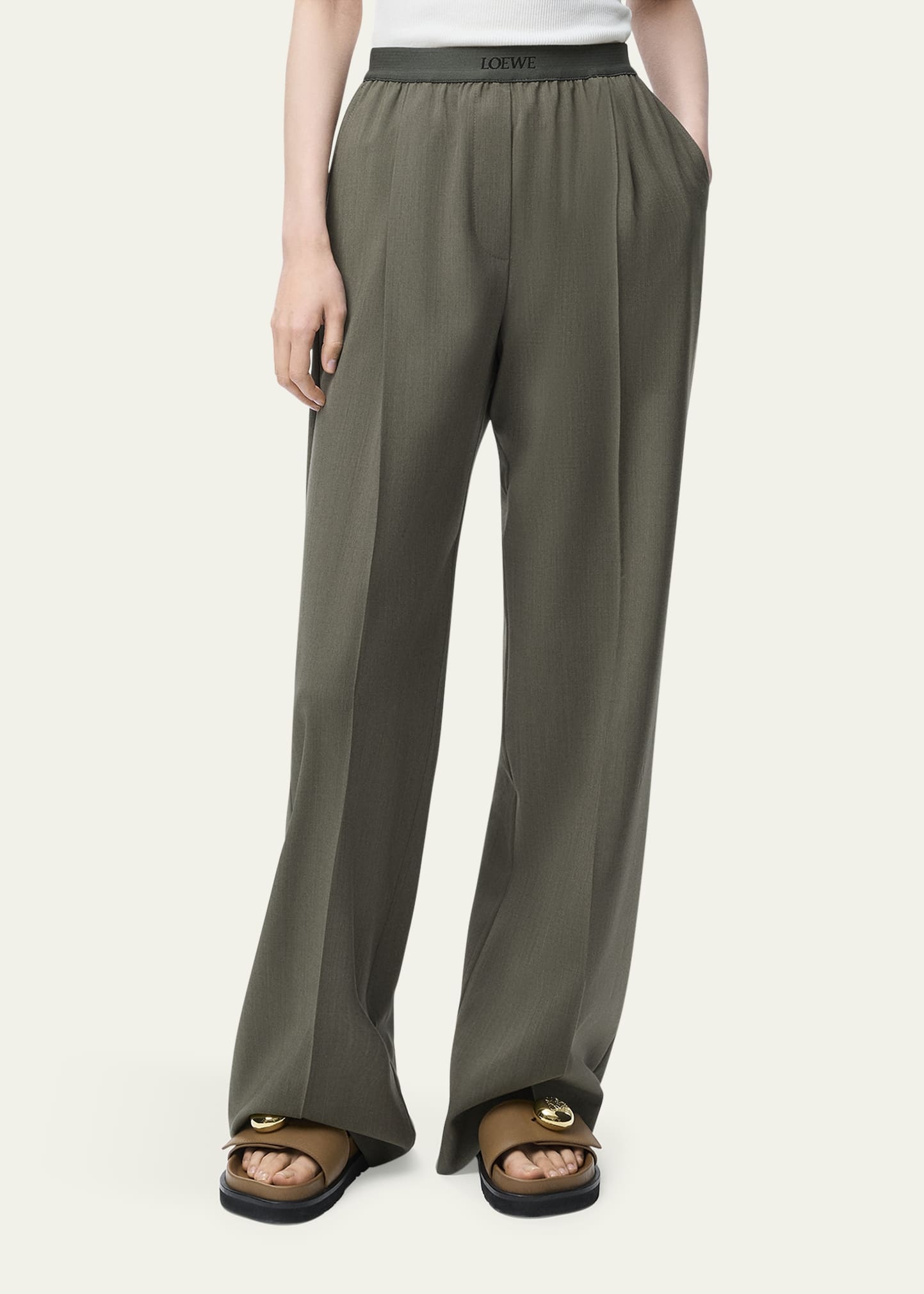 Logo Waistband Wide-Leg Trousers - 3