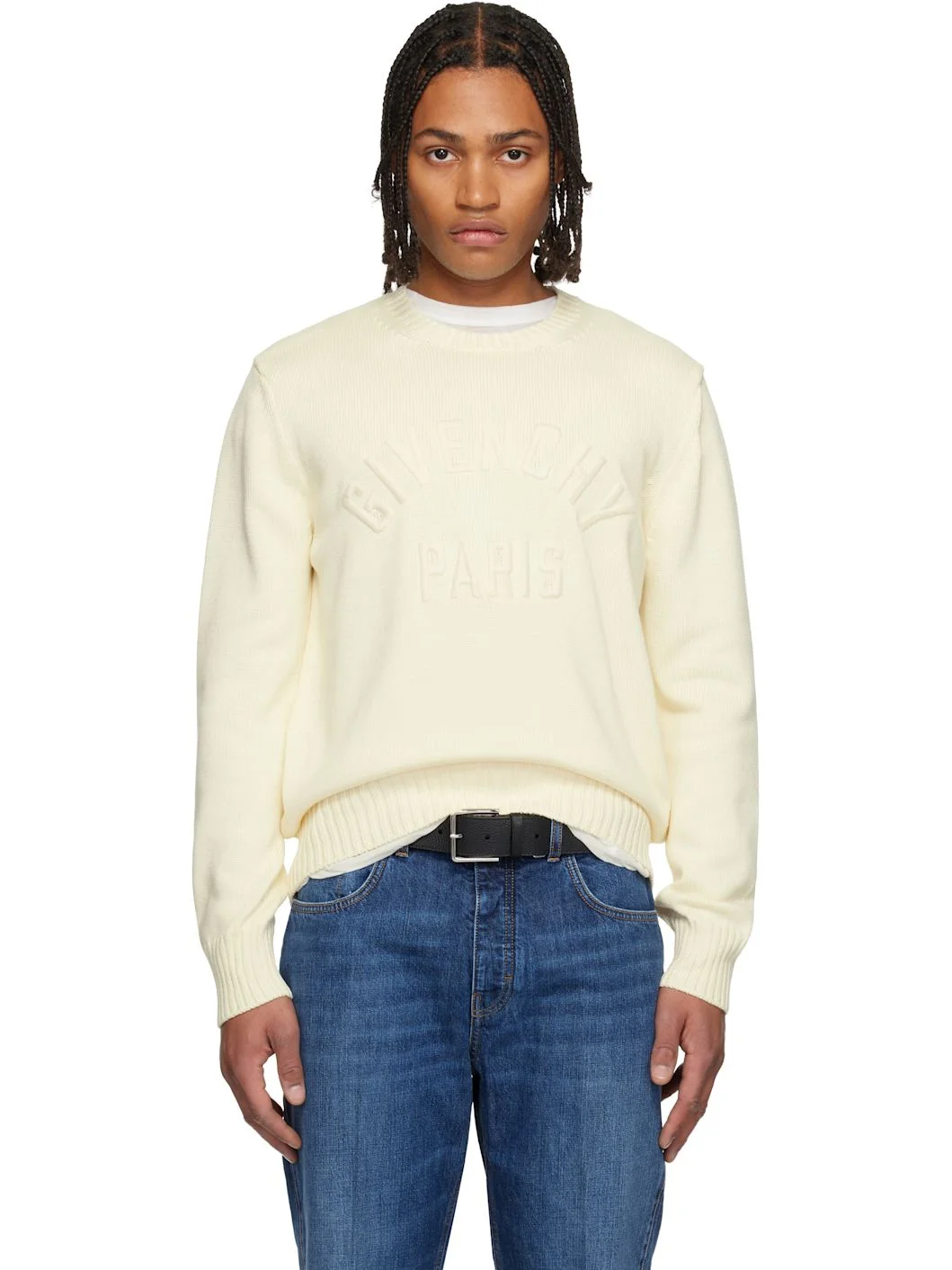 Off-White Cotton Knit Sweater - 1