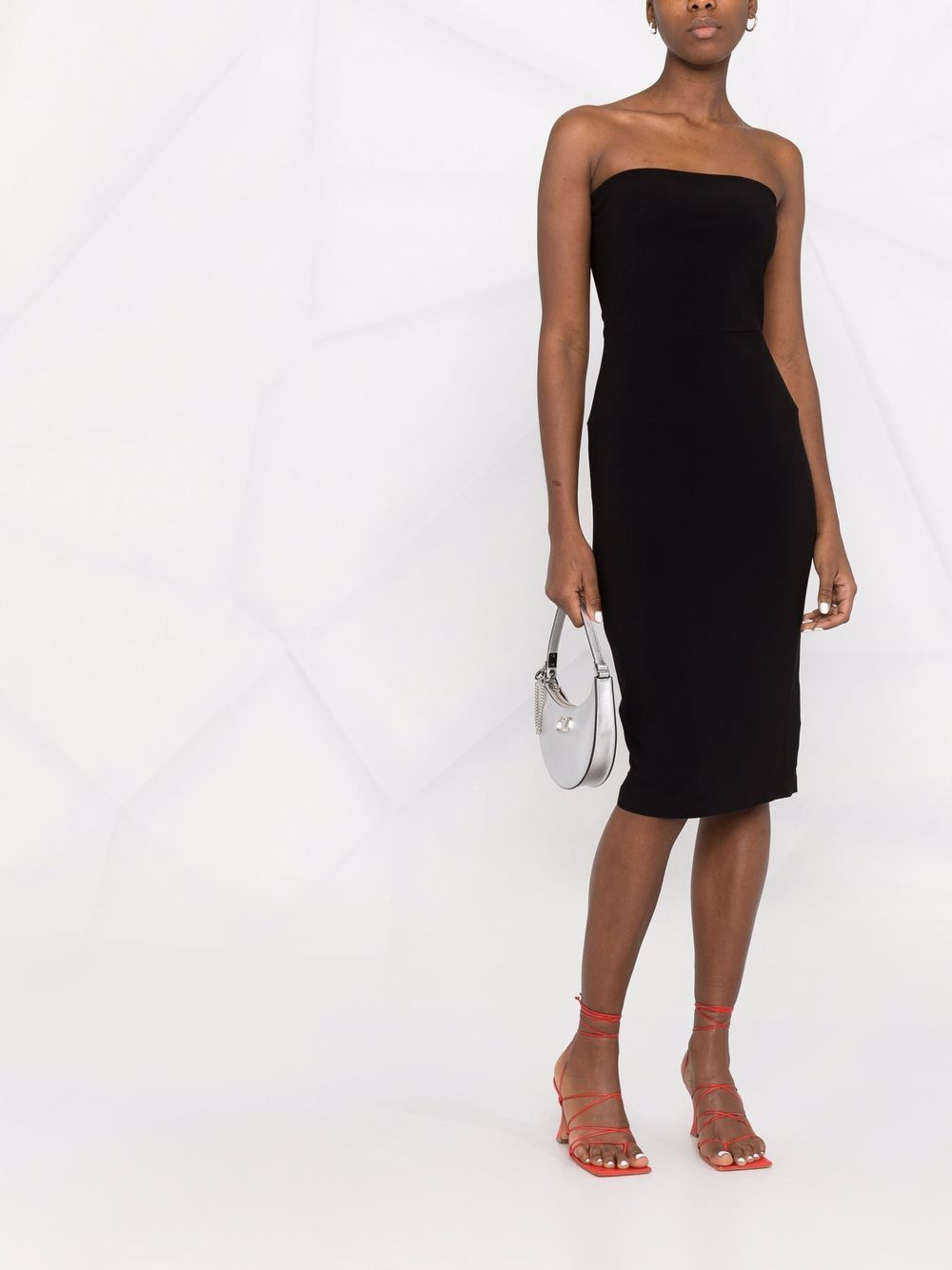 mid-length strapless dress - 2