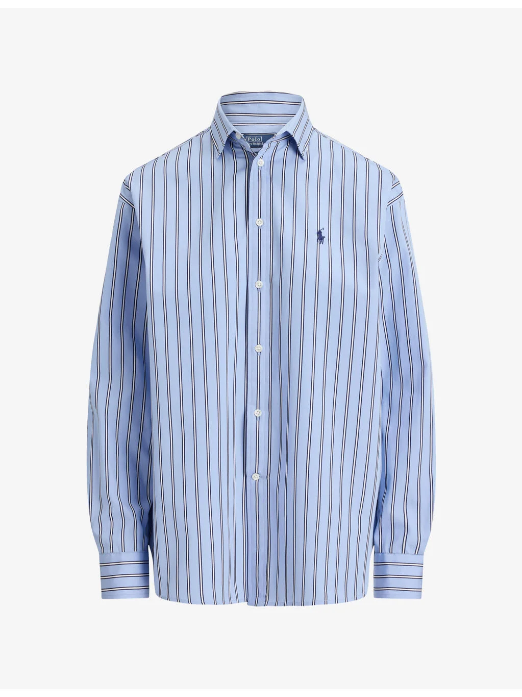 Striped Brand-Embroidered Cotton Shirt - 1