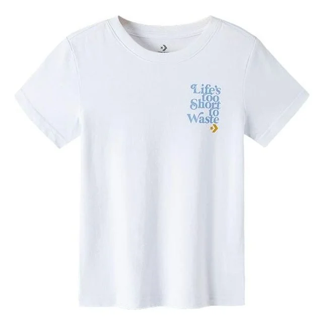 Converse Renew Life's Too Short To Waste Wake-Up Call Graphic Tee 'White' 10022210-A01 - 1