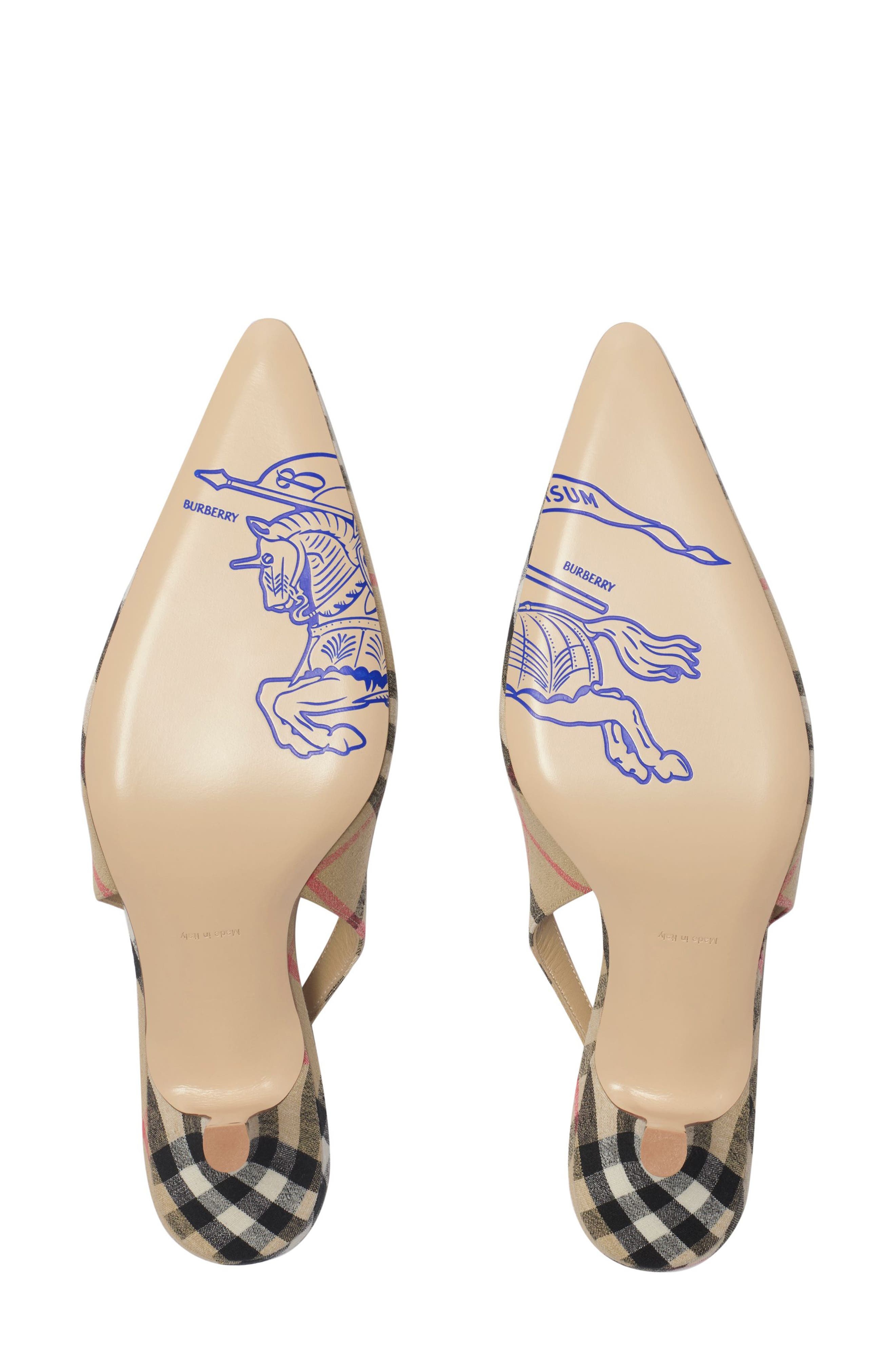 burberry Check Dame Pointed Toe Slingback Pump in Sand Ip Check at Nordstrom - 5