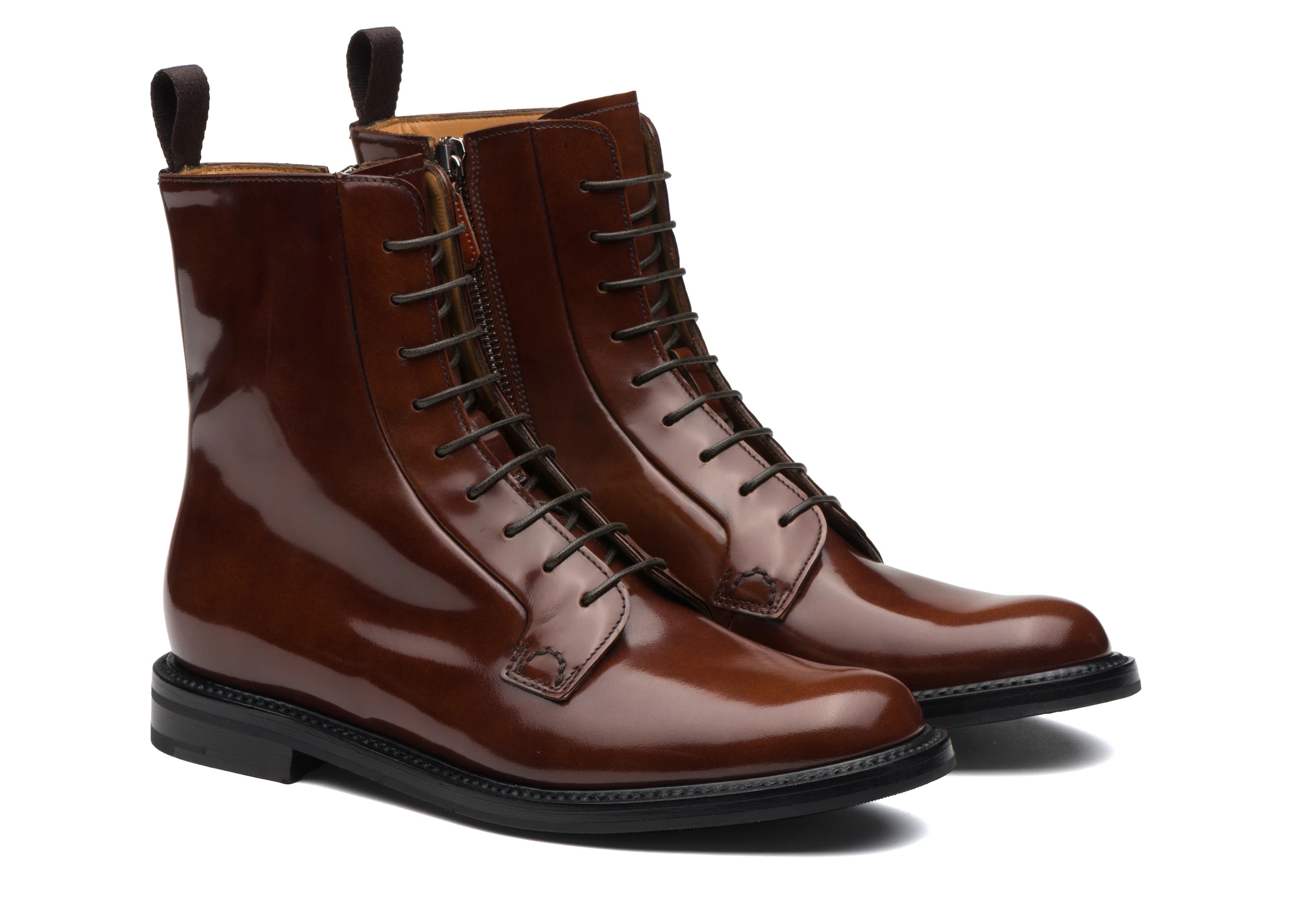 Church s Alexandra Polished Binder Lace Up Boot Tabac REVERSIBLE