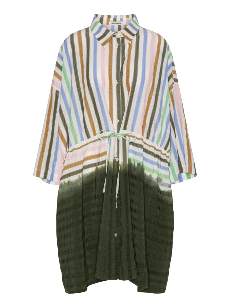 GATHER DRESS - DIPDYE STRIPES 1