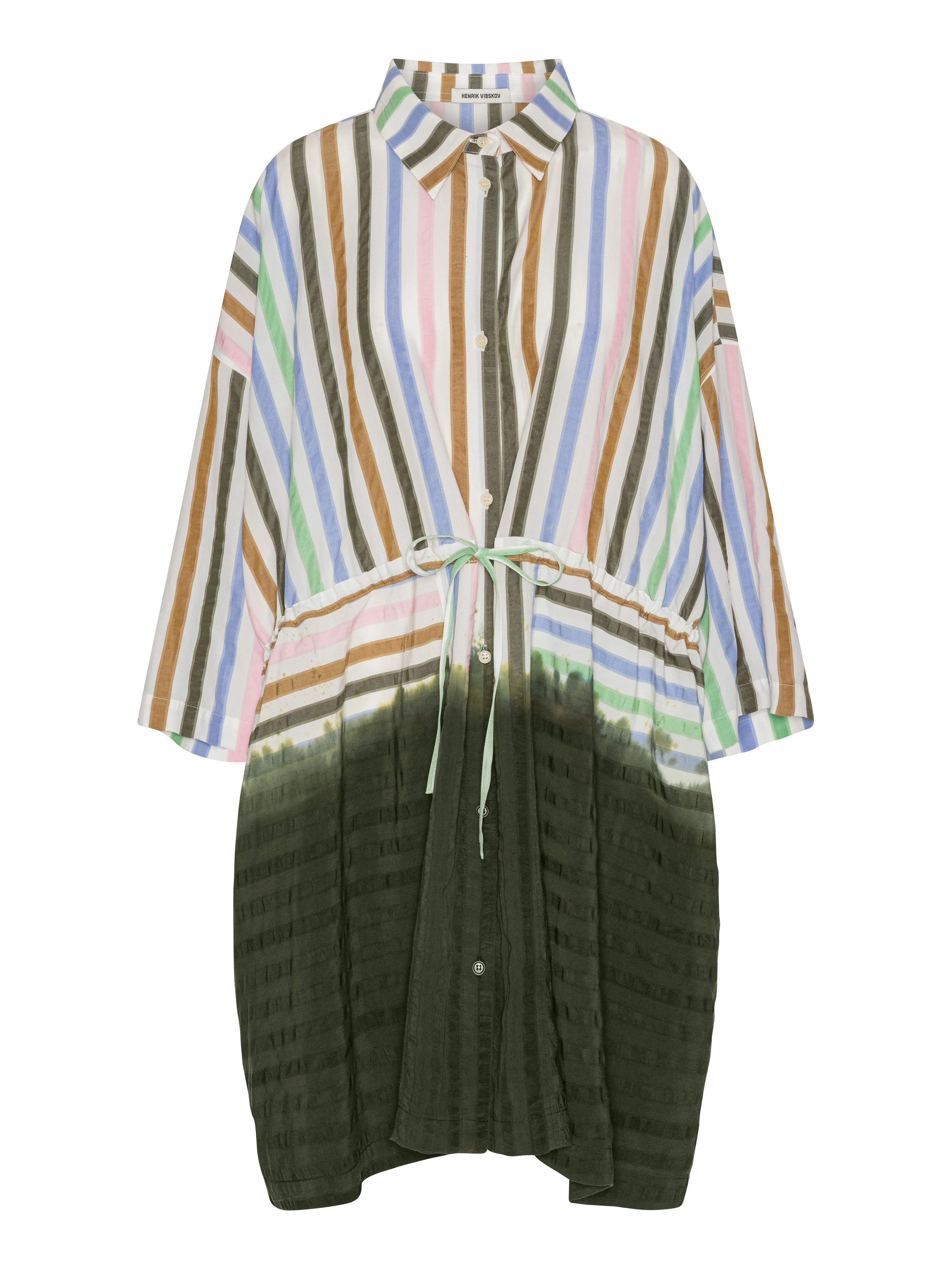 GATHER DRESS - DIPDYE STRIPES - 1