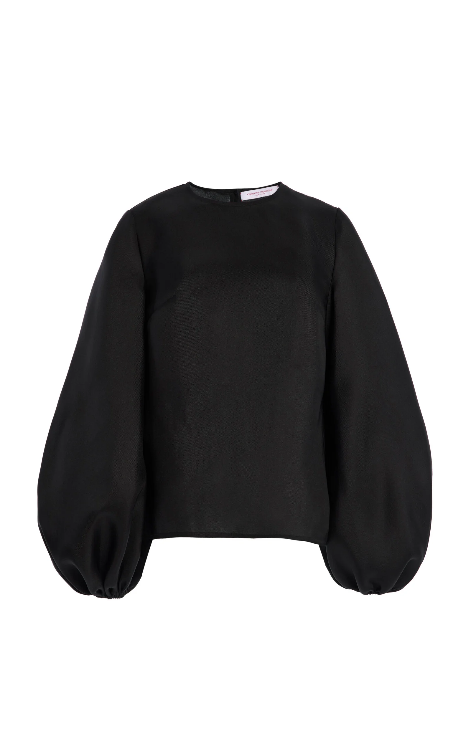 Puff-Sleeve Textured Gazar Top black - 1