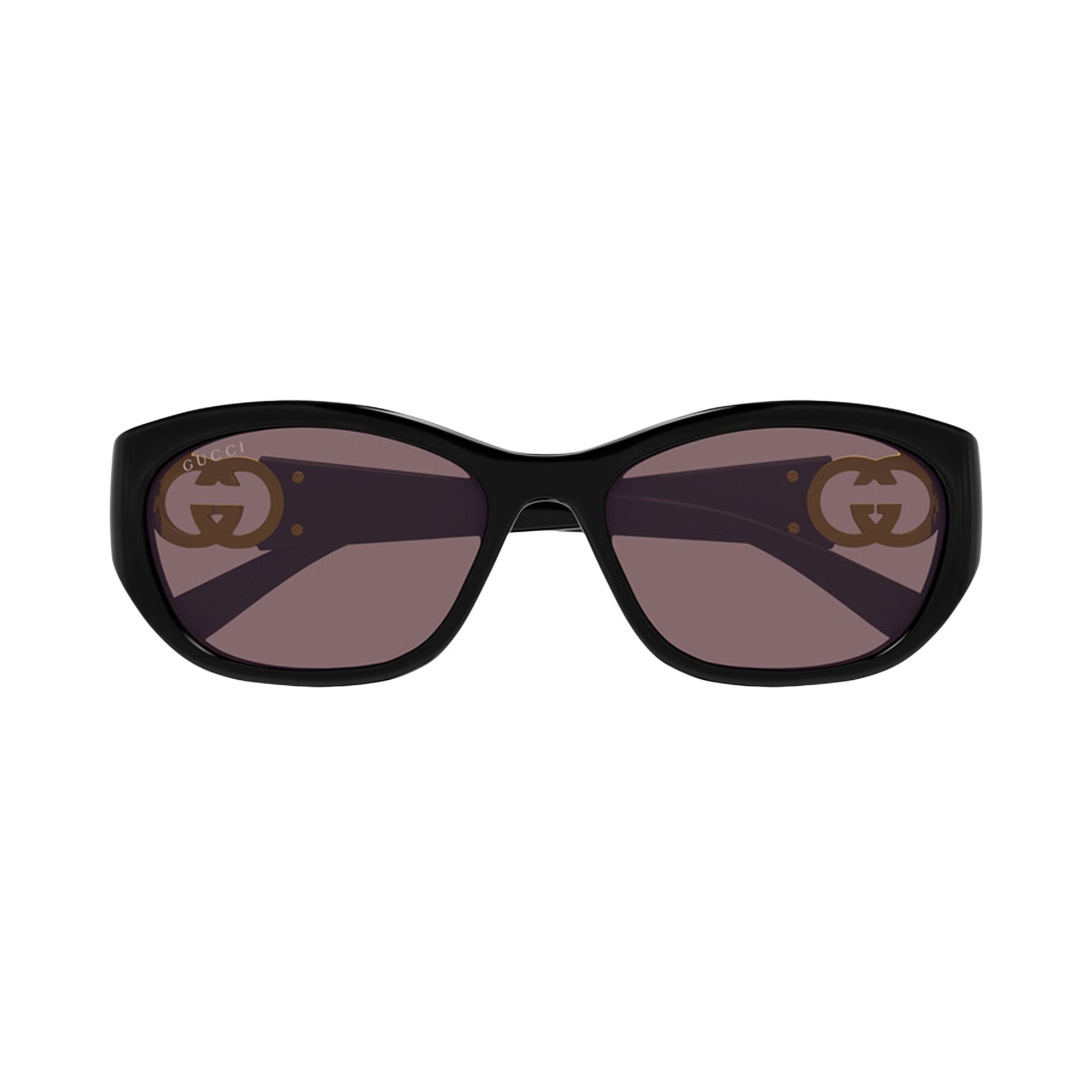 Gucci Oval Sunglasses 'Shiny Black' - 1