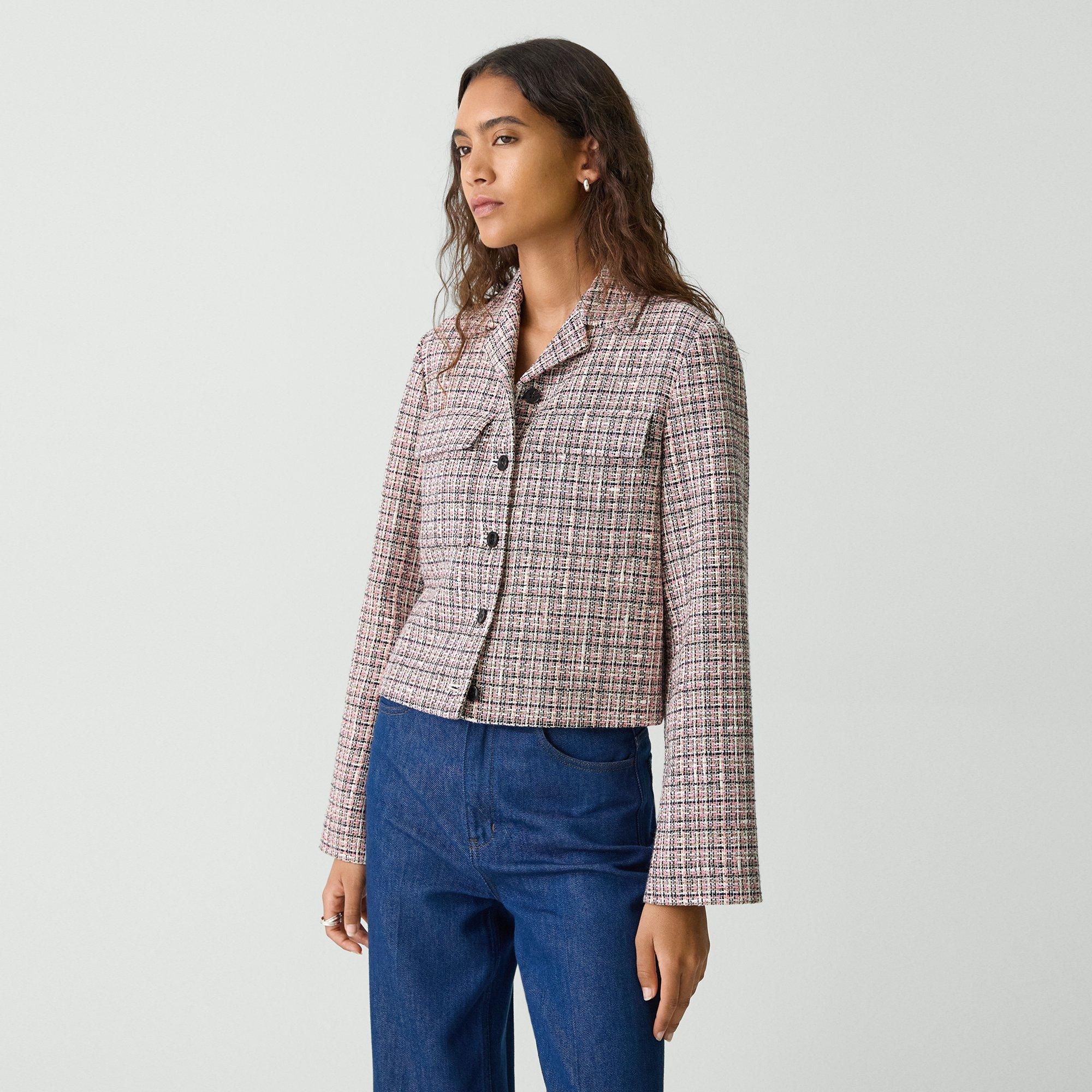 Cropped Tweed Jacket in Cotton-Blend - 3