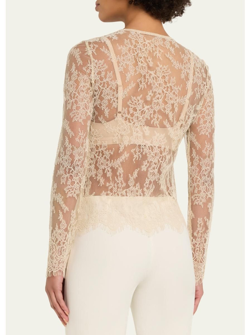 Fallon Scalloped Eyelash-Fringe Lace Blouse 3