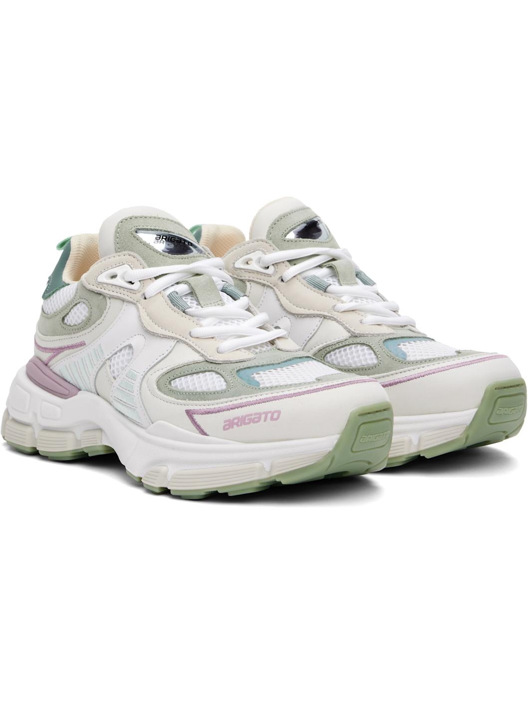 White & Green Sphere Runner Sneakers - 4