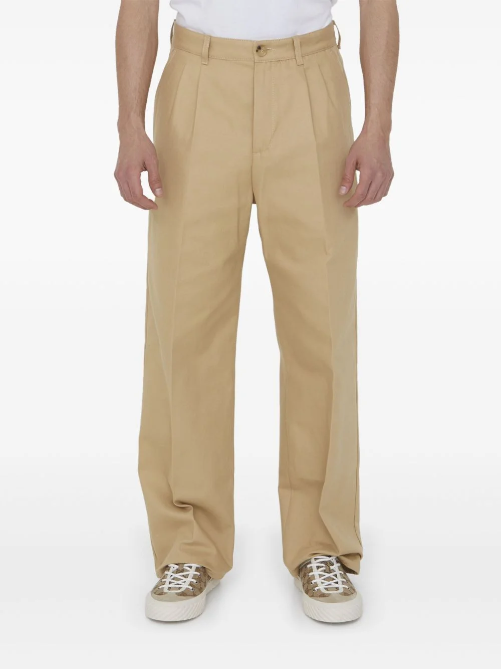 embroidered-logo straight trousers - 1