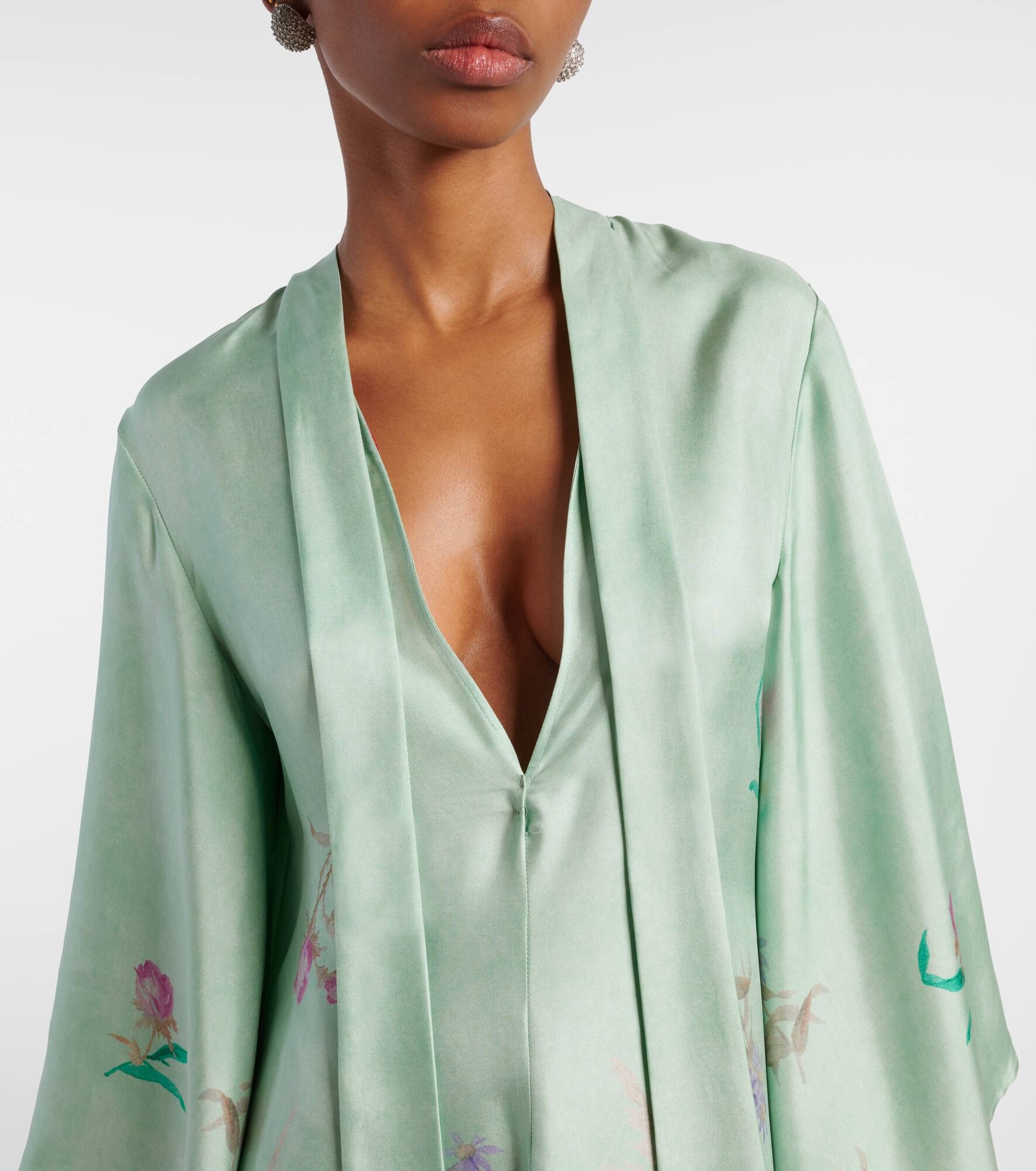 Magnifico floral silk twill maxi dress - 4