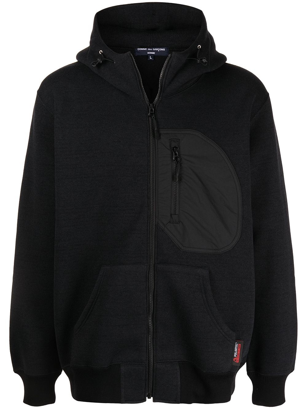 fleece-texture hooded parka - 1