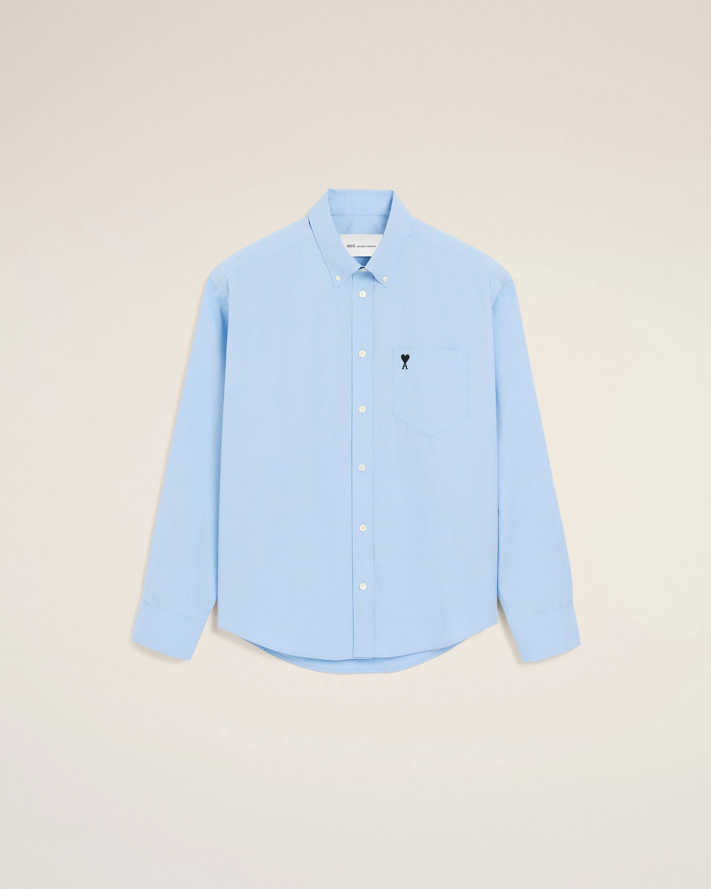 BLUE BOXY COTTON SHIRT WITH AMI DE COEUR - 1